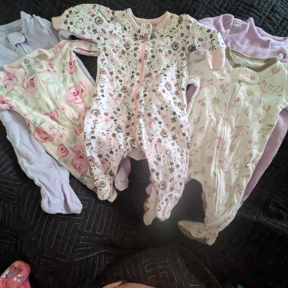 Bundle Of Carter's Floral and Pastel Kids Footies